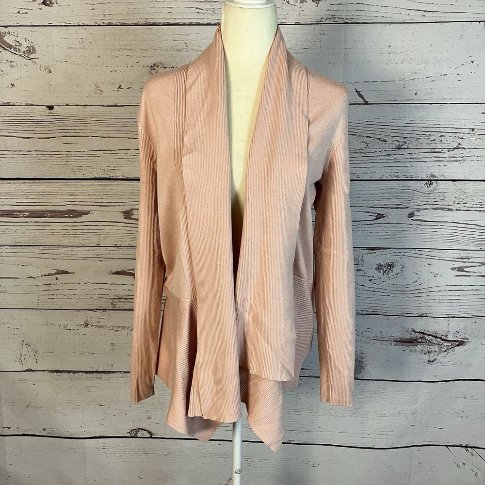Spense Knits Sweater Womens XL Pink Sand Open‎ Waterfall Front Cardigan